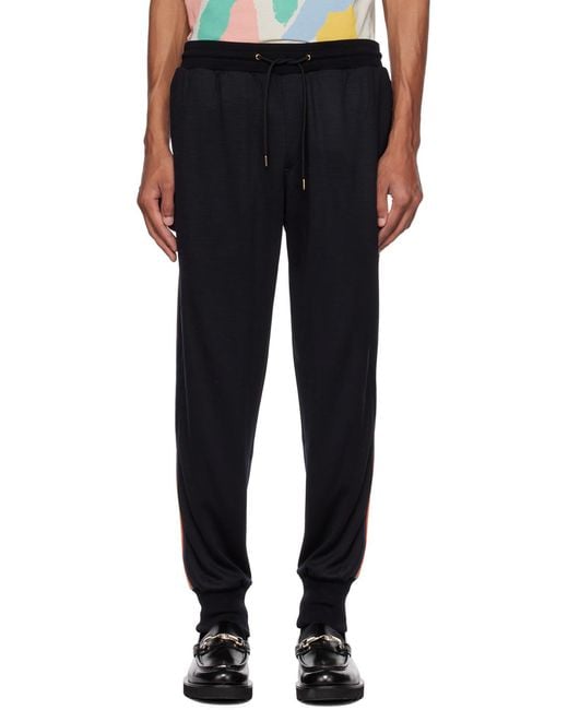 Paul Smith Blue Stripe Detailed Drawstring Jogging Pants for men
