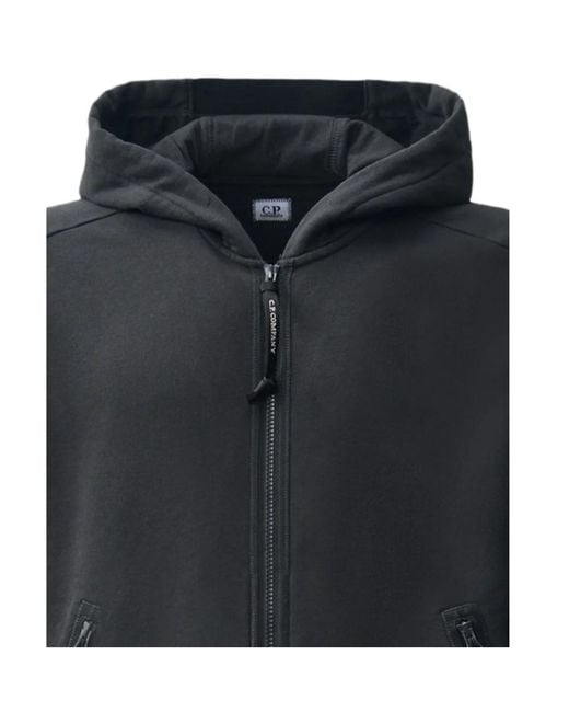 C P Company Black Lens-Detail Zip-Up Hoodie for men