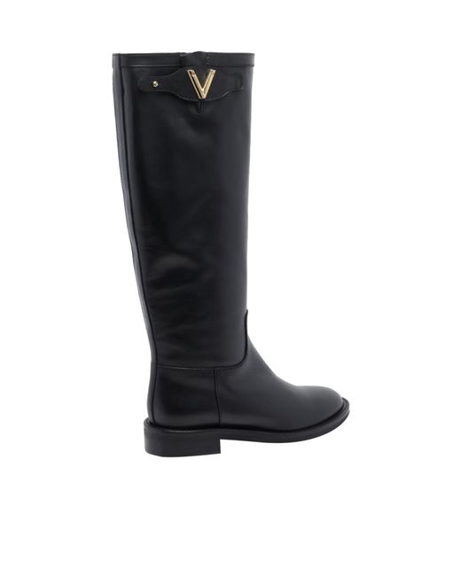 Via Roma 15 Black Round-Toe Boots