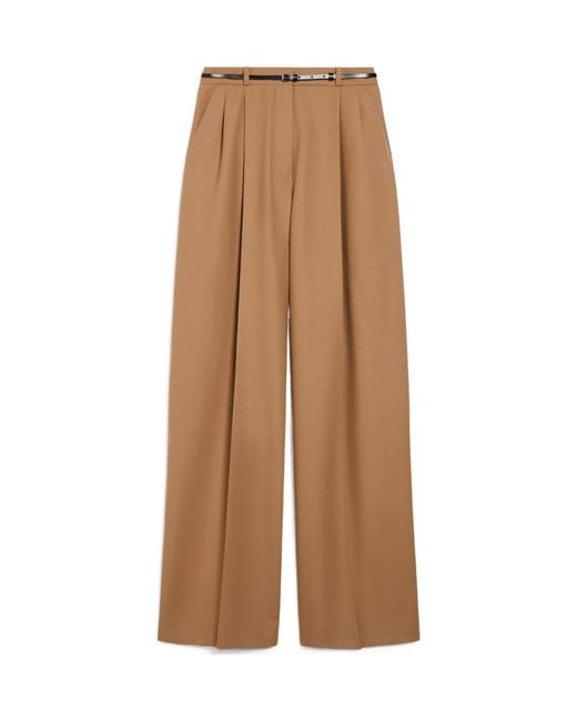Sportmax Natural Kiens12 Belted Wide Leg Pants