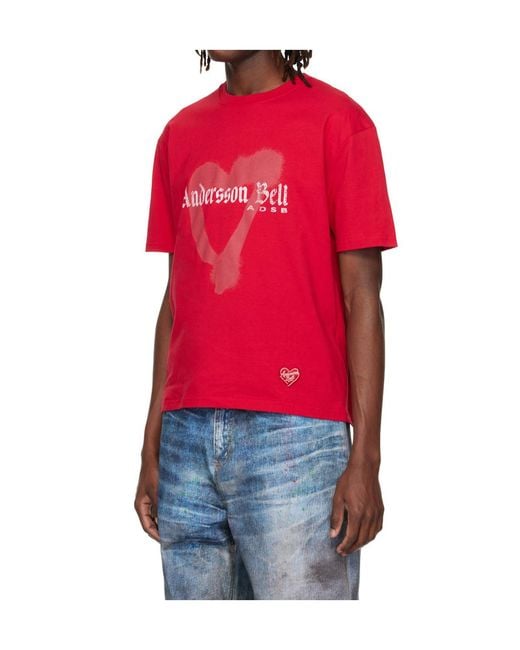ANDERSSON BELL Red Heart-Shaped T-Shirt for men