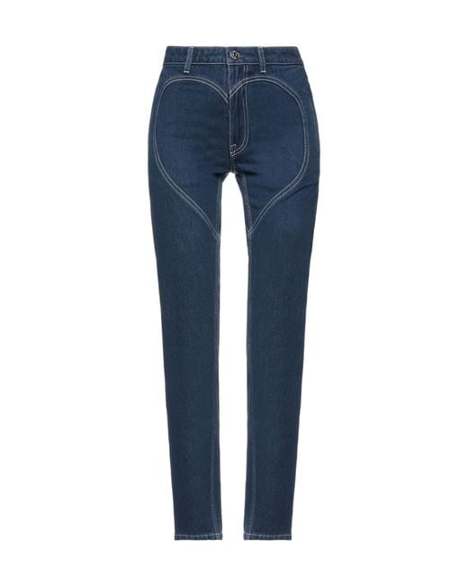 Burberry Blue Solid Color Straight Leg Pants