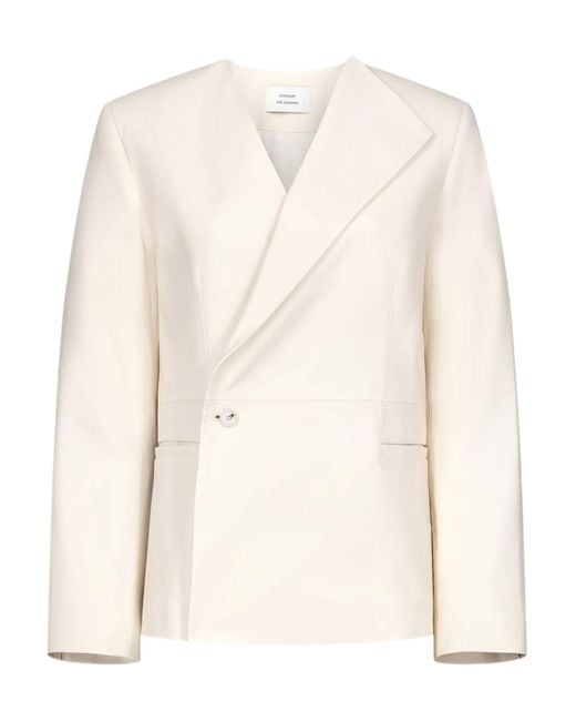 Loulou de Saison Natural Long-Sleeved Leather Jacket