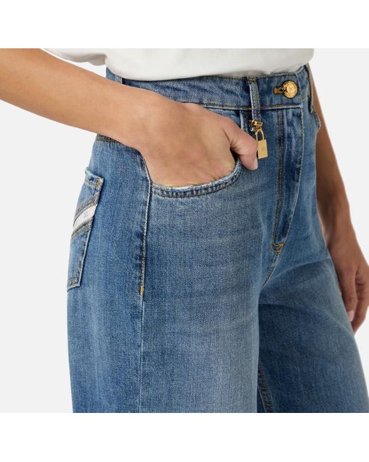 Elisabetta Franchi Blue Embellished Padlock Balloon Jeans