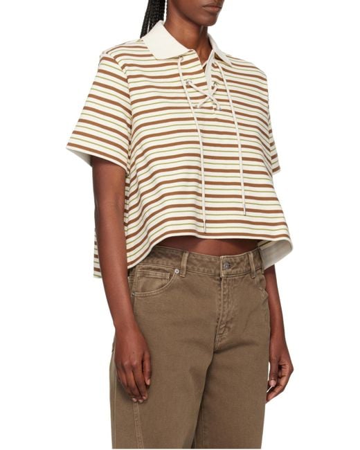 Moncler White Striped Polo Shirt