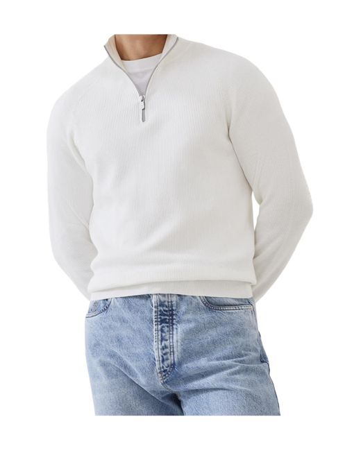 Brunello Cucinelli White Cotton Jumper for men