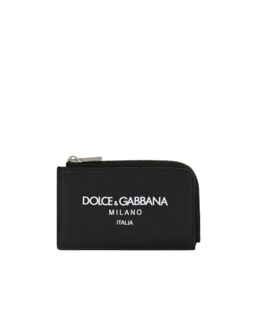 Dolce & Gabbana Black Logo Printed Zipped Card Case for men