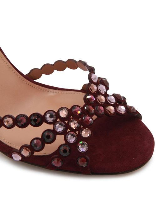 Aquazzura Red Suede Tequila Sandals 85