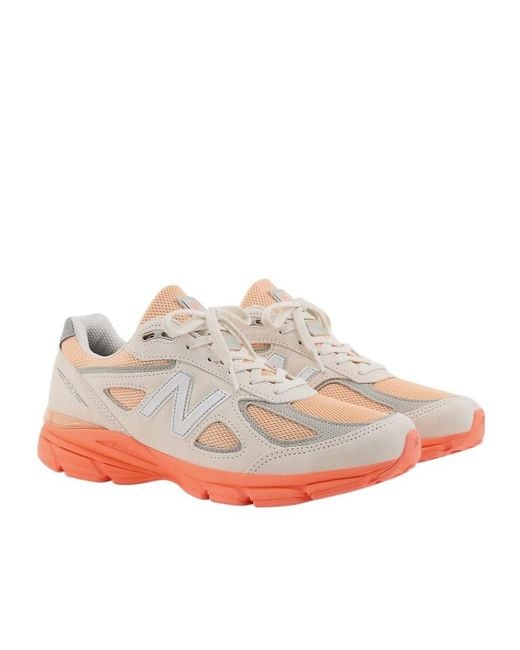 New Balance Gray 990V4 Lace-Up Sneakers for men