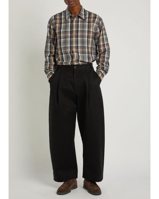 Studio Nicholson Gray Checked Brushed-Cotton Shirt for men