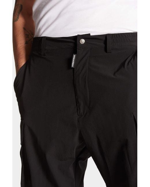 DSquared² Black Baggy Fit Pleated Cargo Pants for men