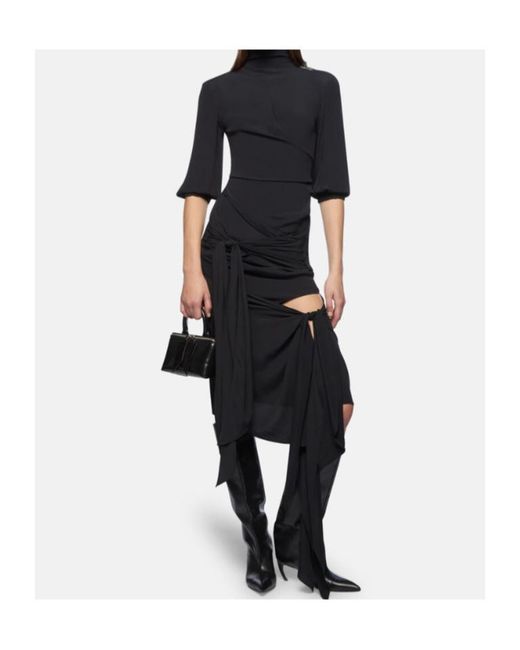 The Attico Black The Draped Midi Skirt