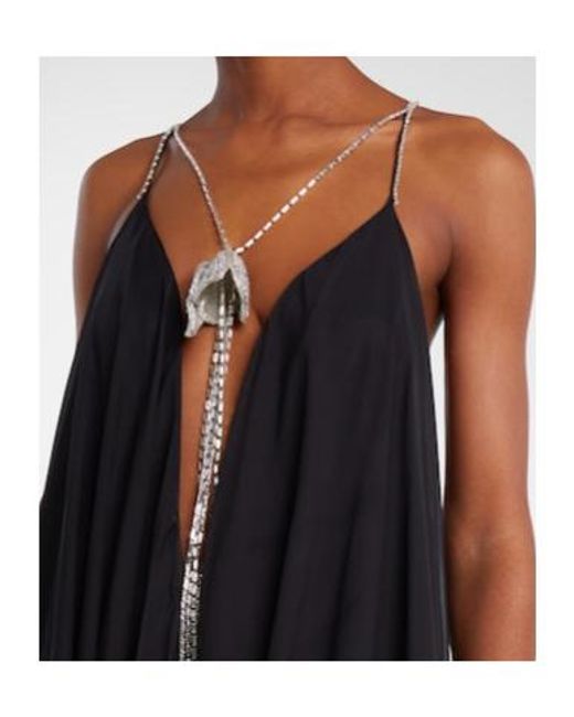David Koma Black Embellished Chiffon Gown