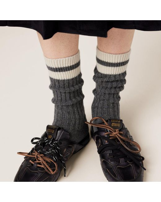 Miu Miu Gray Wool And Cashmere Socks