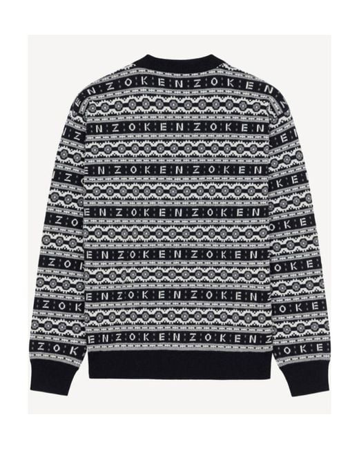 KENZO Gray Logo Jacquard Long-Sleeved Jumper for men