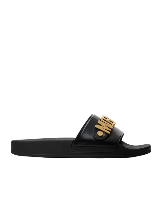 Moschino Black Lettering Logo Slippers for men