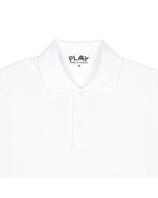 COMME DES GARÇONS PLAY White Logo-Appliqué Cotton Polo Shirt for men