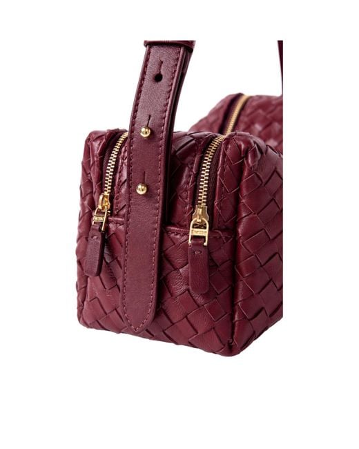 Elleme Purple Trousse Woven Leather Burgundy
