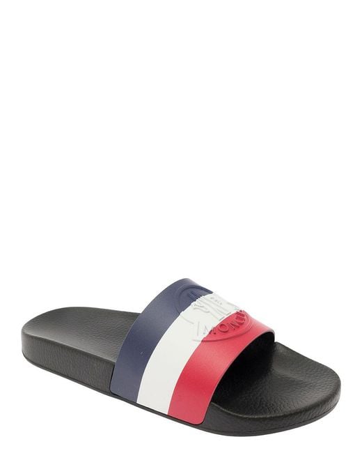 Moncler Brown Basile Logo Embossed Slides for men