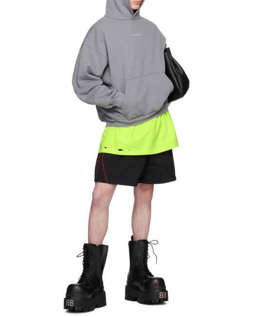 Balenciaga Gray Logo Embroidered Hoodie for men