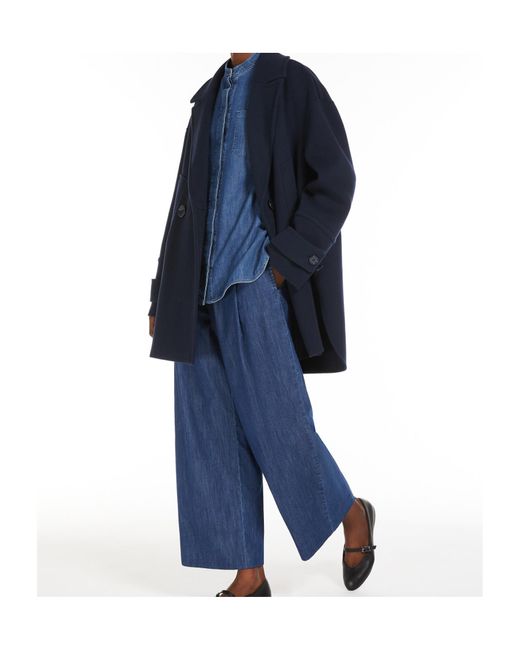 Max Mara Blue 'S Pleat Detailed Wide Leg Jeans