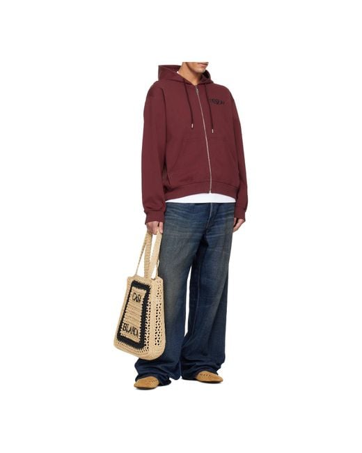 Casablanca Red Logo-Patch Zip Hoodie for men