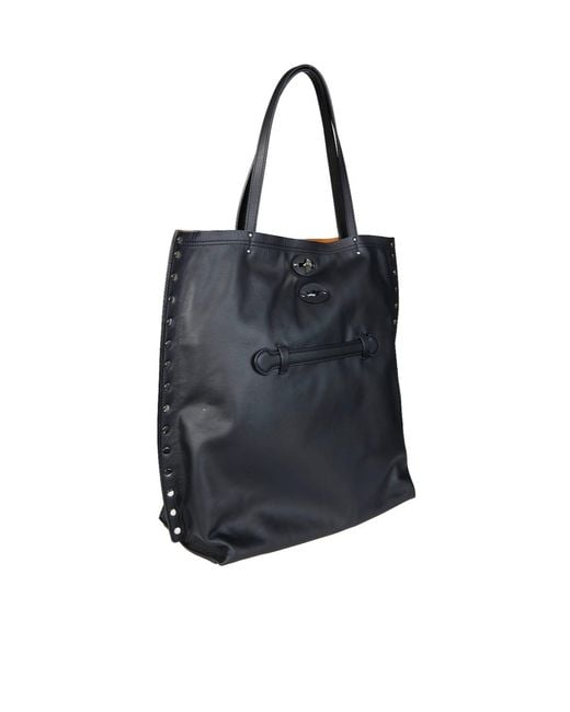 Zanellato Black A'Spasso Foldover Top Medium Tote Bag