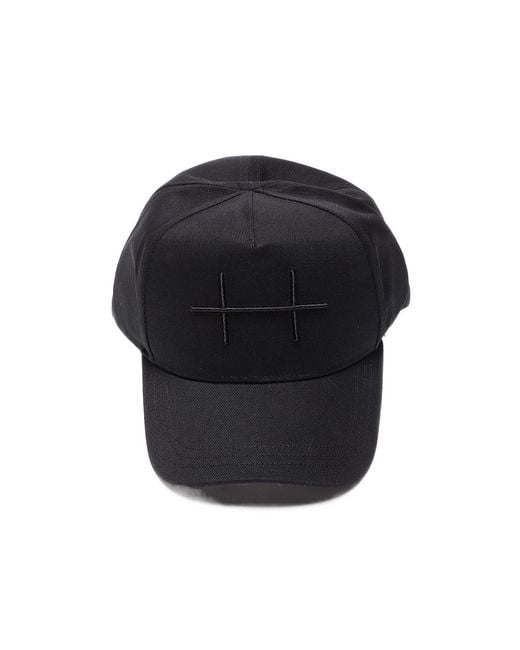 HELIOT EMIL Black Embroidered Baseball Cap for men