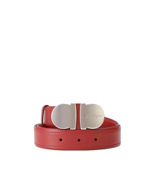 Ferragamo Red Logo Buckle Belt