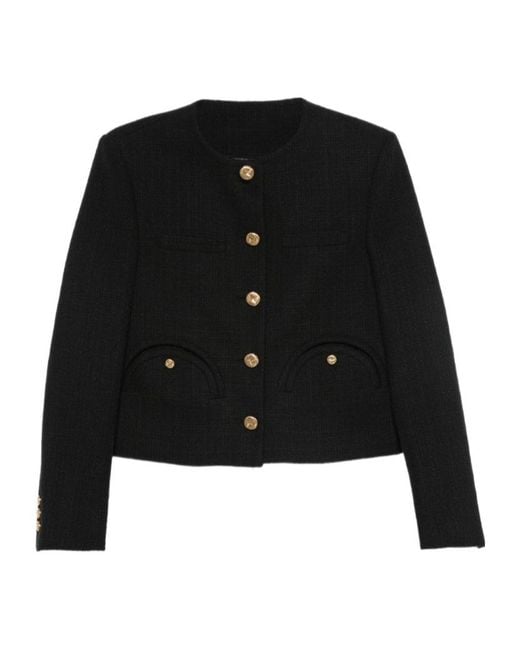 Blazé Milano Black Tweed Button-Fastening Jacket