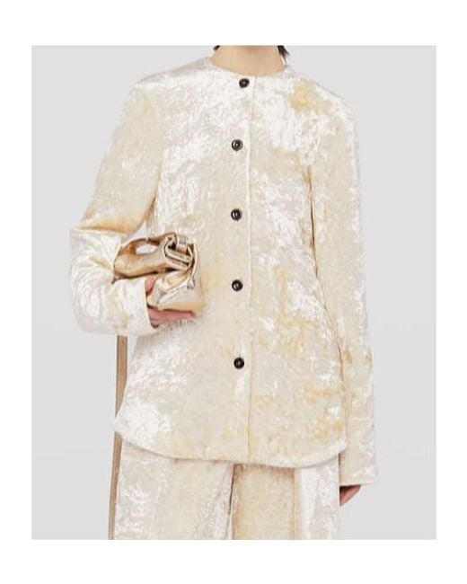 Jil Sander Natural Long-Sleeve Crushed-Velvet Shirt