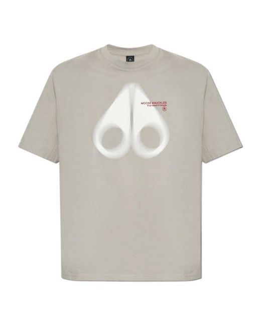 MOOSE KNUCKLES｜SHORT-SLEEVED ROUND NECK T-SHIRTS (M14MT Moose Knuckles Round Neck Short Sleeve T-Shirt in White for
