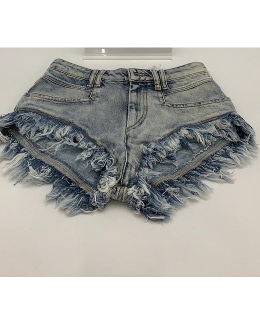 Isabel Marant White Distressed-Effect Denim Shorts