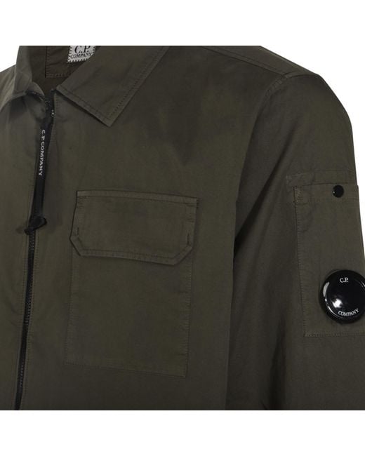 C P Company Green Zip-Up Overshirt for men