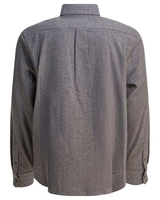 Vince Gray Herringbone Long-Sleeve Shirt for men