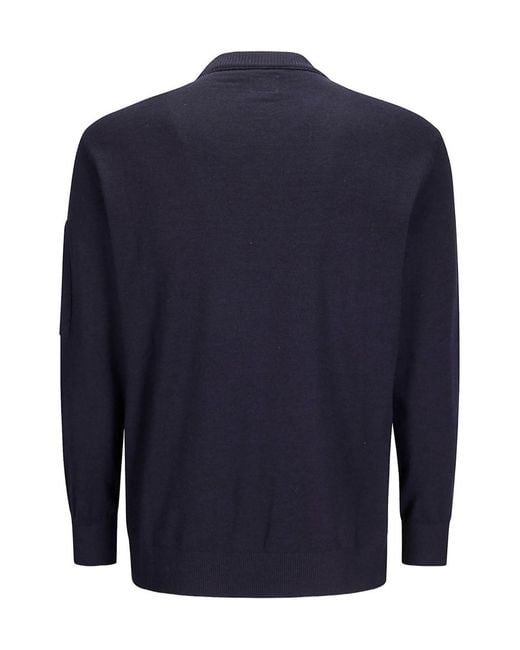 C P Company Blue Crewneck Knitted Jumper for men