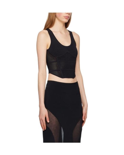 Dion Lee Black Corset-Style Crochet-Knit Top