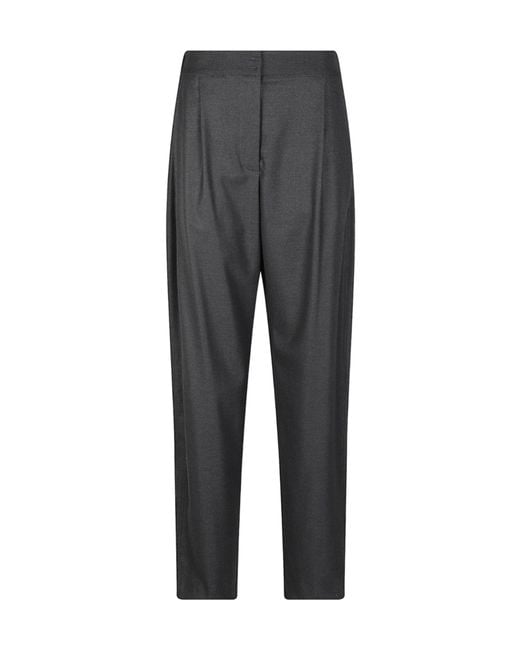 ERMANNO FIRENZE Gray Pleated Tapered Casual Trousers