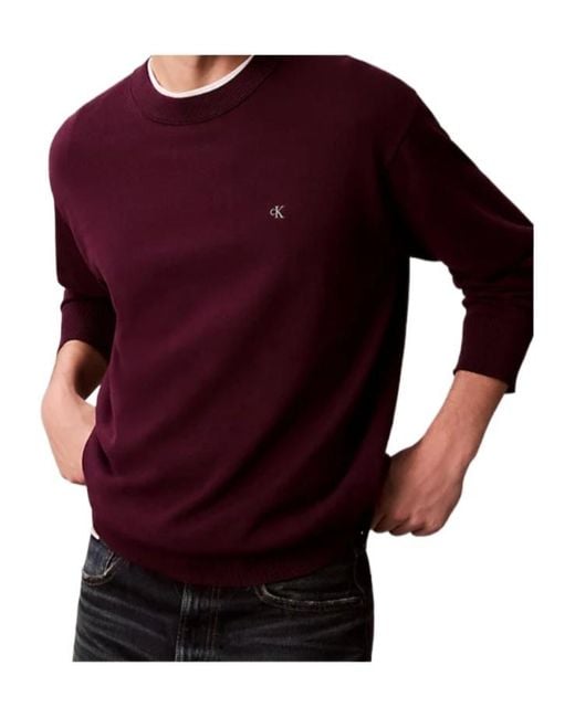Calvin Klein Red Monogram Relaxed Jumper for men