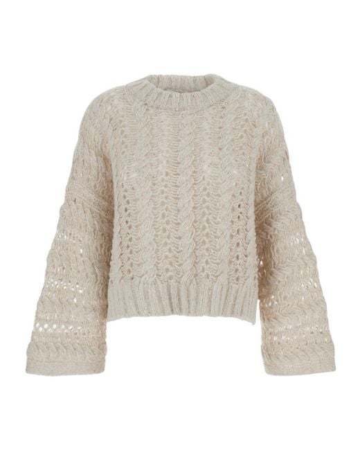 Antonelli Natural Braided Knit Crewneck Sweater