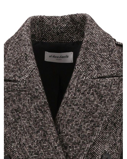 Al Duca D'aosta Gray Double-Breasted Coat