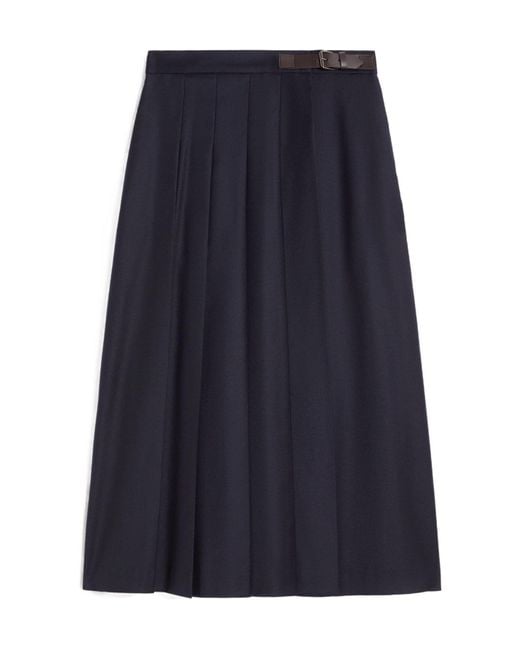 Weekend by Maxmara Blue Fastoso Pleated Midi Skirt