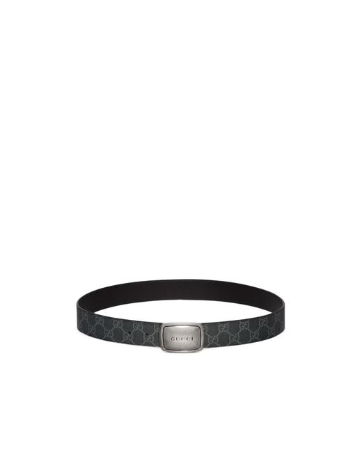 Gucci Black Logo Plaque Monogrammed Belt for men