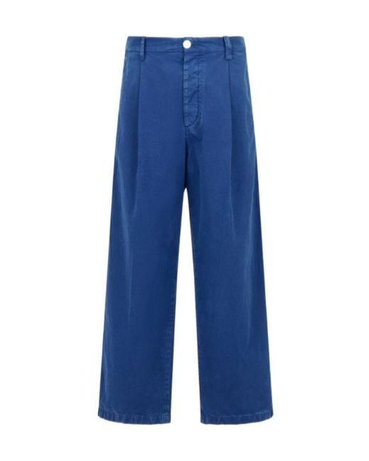 Marni Blue Cotton Wide-Leg Trousers for men