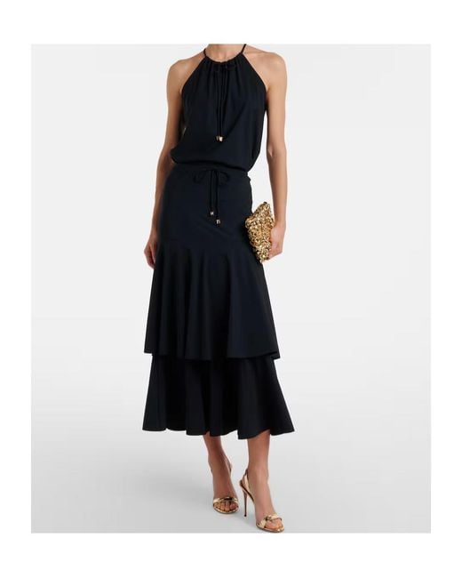 Dorothee Schumacher Black Modern Flow Tiered Midi Skirt