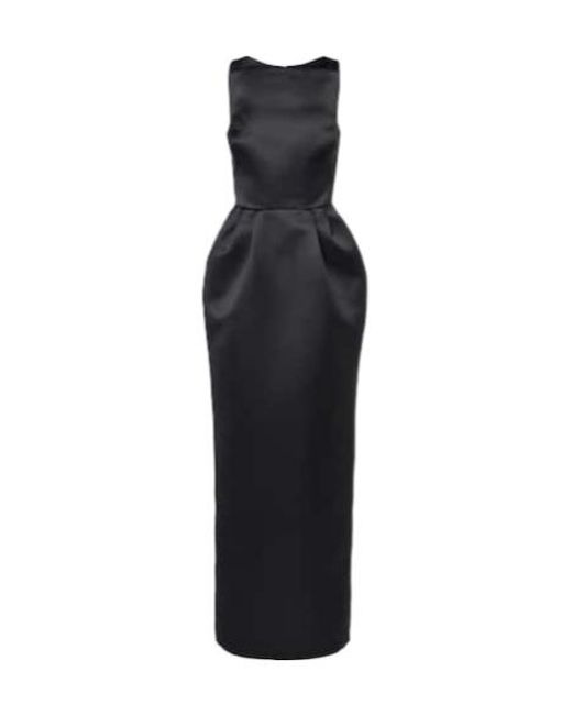 Safiyaa Black Trecchi Embroidered Duchesse Gown