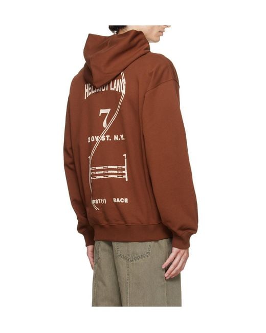 Helmut Lang Brown Long-Sleeved Hoodie for men
