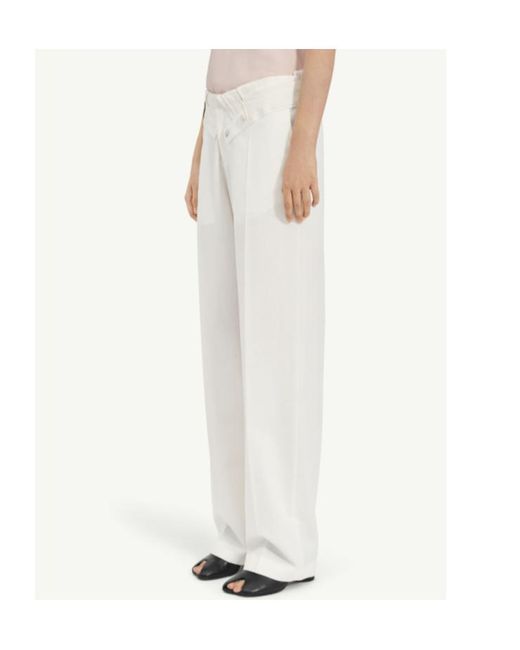 MM6 by Maison Margiela White Reverse Waistband Trousers