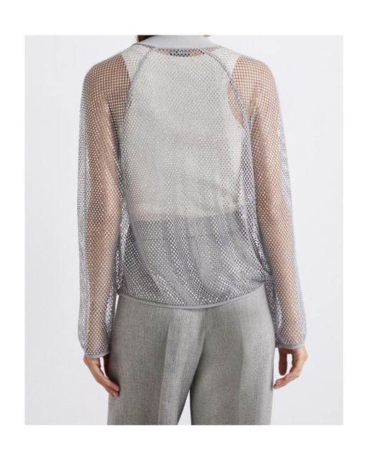 Marella Gray Rhinestone Mesh Blouson Jacket