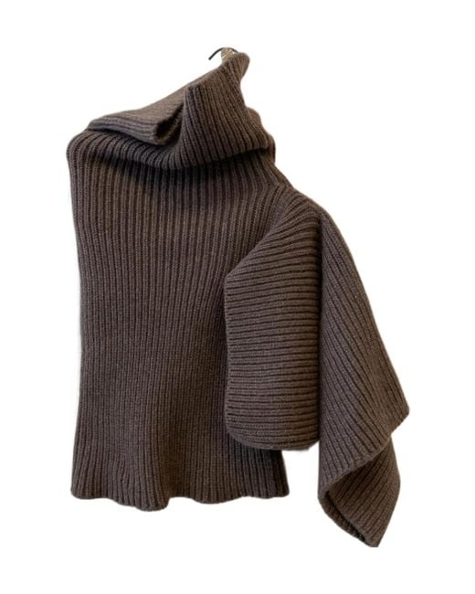 Rick Owens Brown Turtleneck Ribbed Knit Top